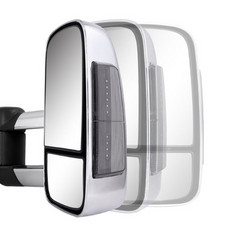 Extendable Towing Mirrors with Smoked Indicators & Electric Mirror for UA Ford Everest 2015-2019 - Chrome (PAIR)-Love My Caravan