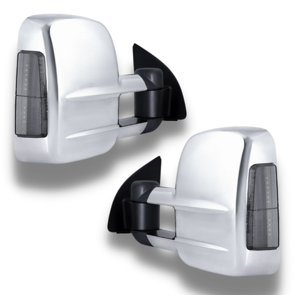 Extendable Towing Mirrors with Smoked Indicators & Electric Mirror for UA Ford Everest 2015-2019 - Chrome (PAIR)-Love My Caravan