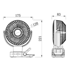 Remote Control USB Portable Caravan / RV Fan With LED Light Black Love My Caravan