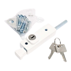 White Door Bolt With Fitting & Key-Love My Caravan Australia