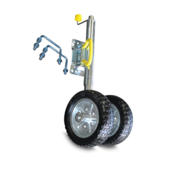 10" Twin Swing Up Jockey with Solid Wheel + U Bolts for 100mm x 50mm A-Frame / Draw Bars - 1600kg Love My Caravan