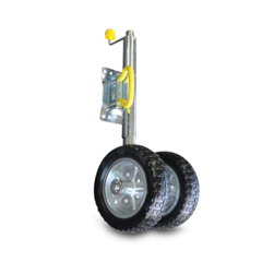 10" Twin Swing Up Jockey with Solid Wheel + U Bolts for x 50mm A-Frame / Draw Bars - 1600kg Love My Caravan