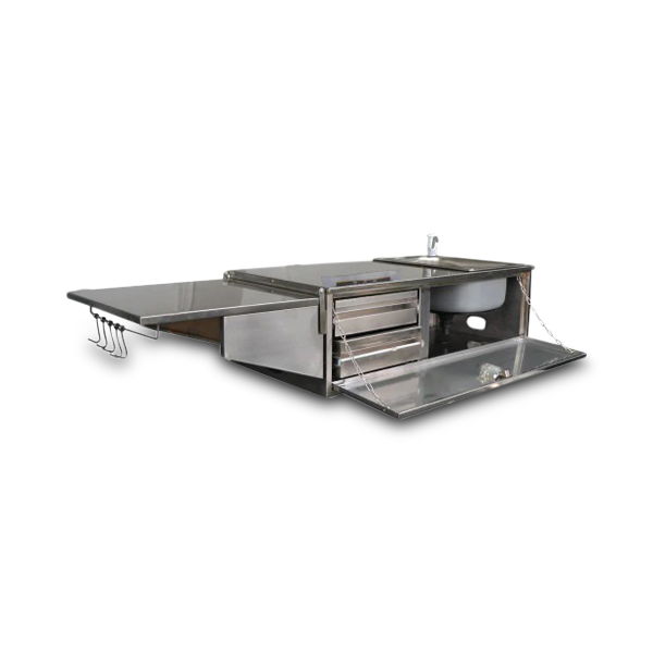 2x Drawer Tailgate Kitchen with Solid Back Right Hand Side Sink for Caravans / Camper Trailers Love My Caravan