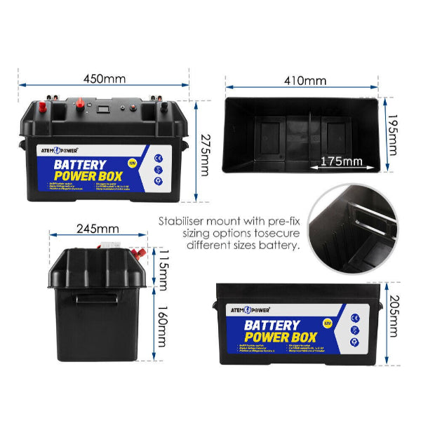 Battery Power Box with 12V Outlet and 2x 5V USB Outlets Love My Caravan