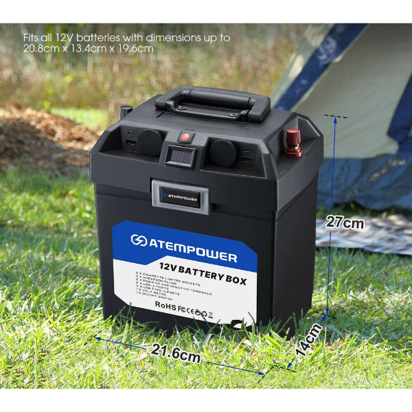 Portable Battery Box with USB Type A / C ports and 12V Socket Outlet Love My Caravan