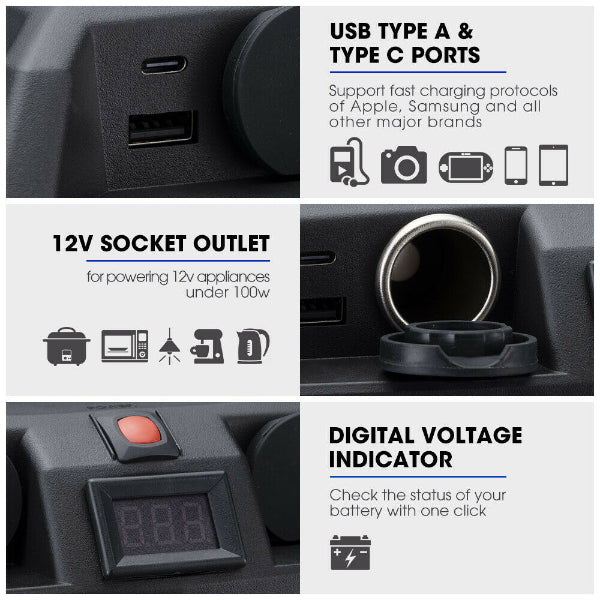Portable Battery Box with USB Type A / C ports and 12V Socket Outlet Love My Caravan