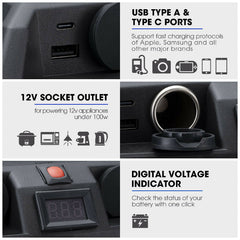 Portable Battery Box with USB Type A / C ports and 12V Socket Outlet Love My Caravan